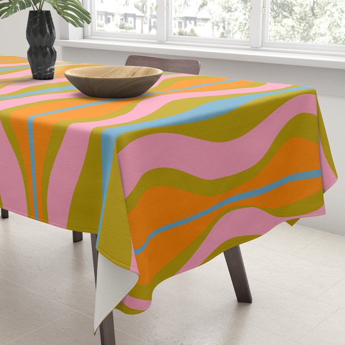 Retro Hourglass Abstract Groovy Colorful Eclectic Pattern Tablecloth Gallery Image 3