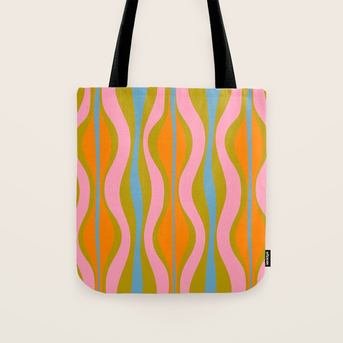 Retro Hourglass Abstract Groovy Colorful Eclectic Pattern Tote Bag Gallery Image 1