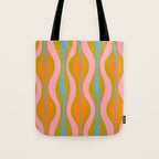 Retro Hourglass Abstract Groovy Colorful Eclectic Pattern Tote Bag Gallery Image 1