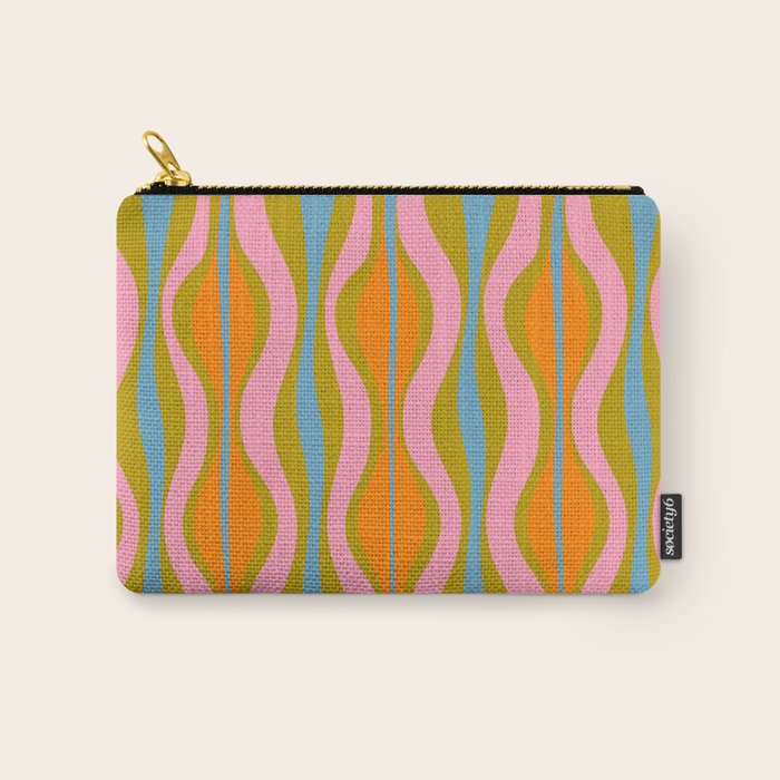 Retro Hourglass Abstract Groovy Colorful Eclectic Pattern Carry All Pouch Gallery Image 1