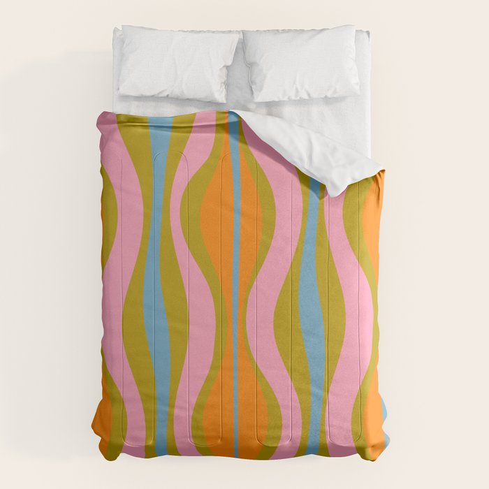 Retro Hourglass Abstract Groovy Colorful Eclectic Pattern Comforter Gallery Image 6