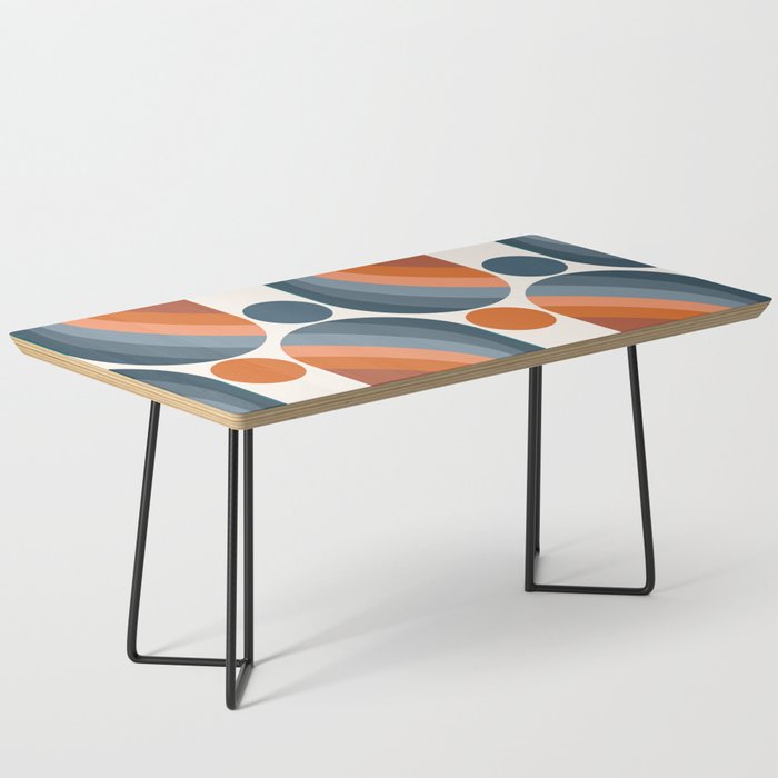 Mid Century Modern Geometric Arch a15 in Navy Blue and Orange Coffee Table Gallery Image 1