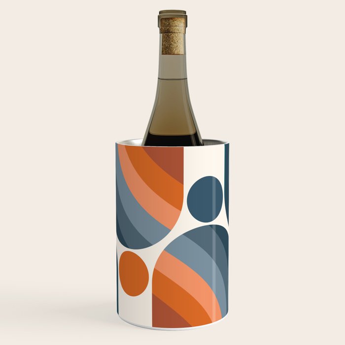 Mid Century Modern Geometric Arch a15 in Navy Blue and Orange Wine Chiller Gallery Image 3