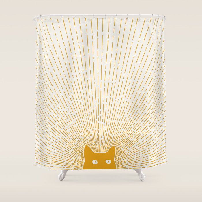 Cat Landscape 96: Good Meowning Shower Curtain Gallery Image 1