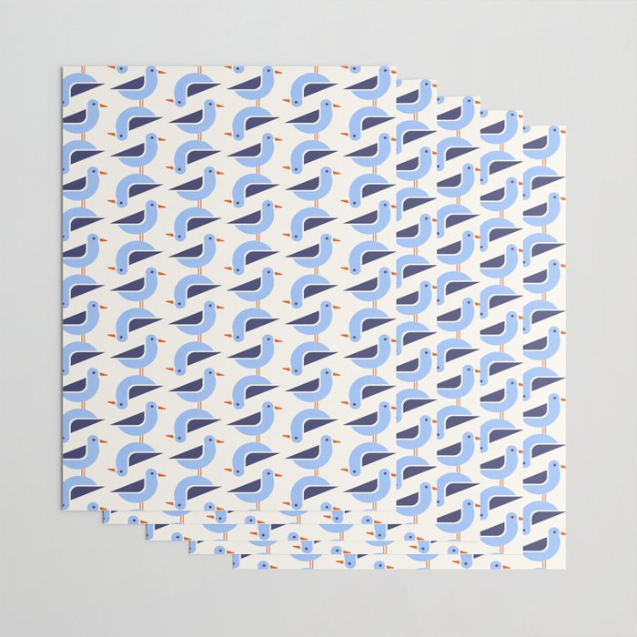 Blue Seagulls Pattern Wrapping Paper Gallery Image 3