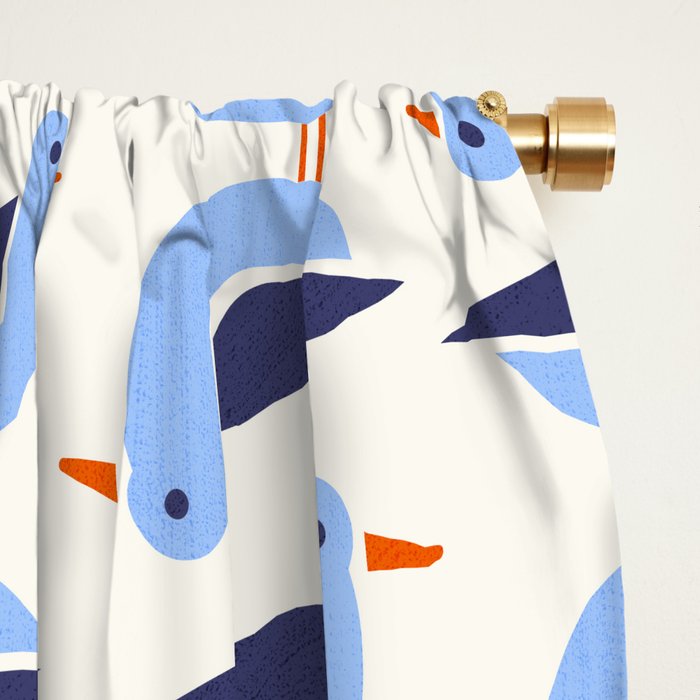 Blue Seagulls Pattern Window Curtain Gallery Image 2