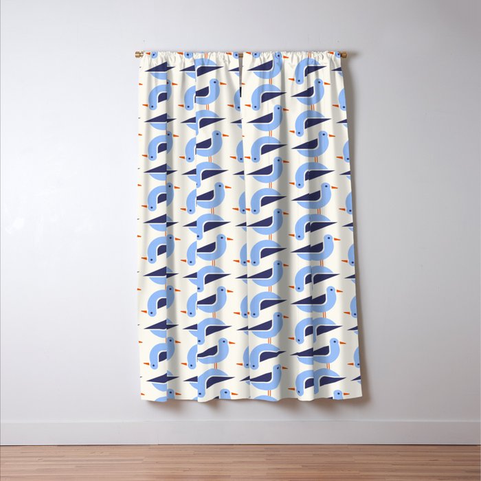 Blue Seagulls Pattern Window Curtain Gallery Image 3