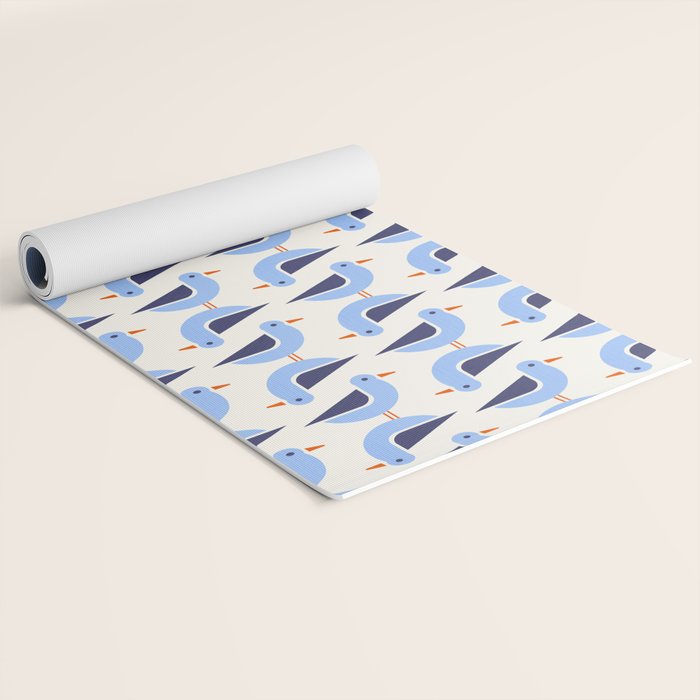 Blue Seagulls Pattern Yoga Mat Gallery Image 2