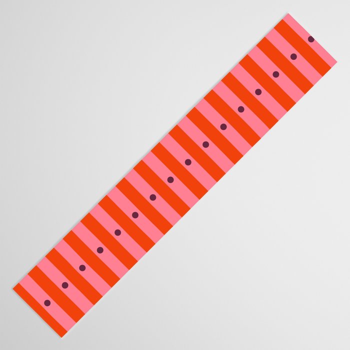 Stripes and Dots geometric pattern red and pink Table Runner Gallery Image 3