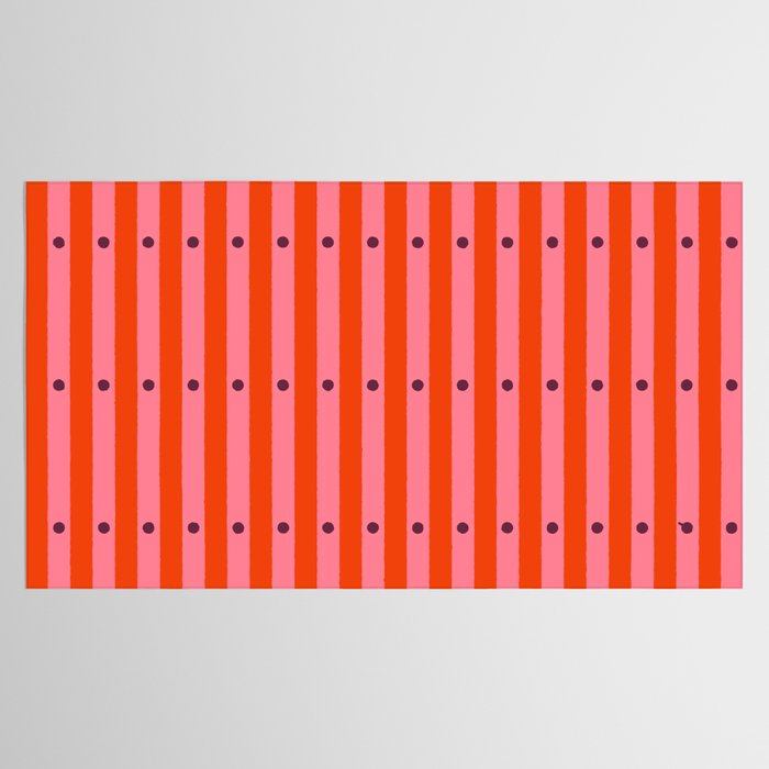 Stripes and Dots geometric pattern red and pink Tablecloth Gallery Image 2