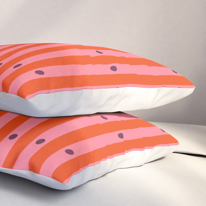 Stripes and Dots geometric pattern red and pink Pillow Sham Gallery Image 3