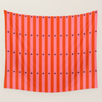 Stripes and Dots geometric pattern red and pink Wall Tapestry Gallery Image 4