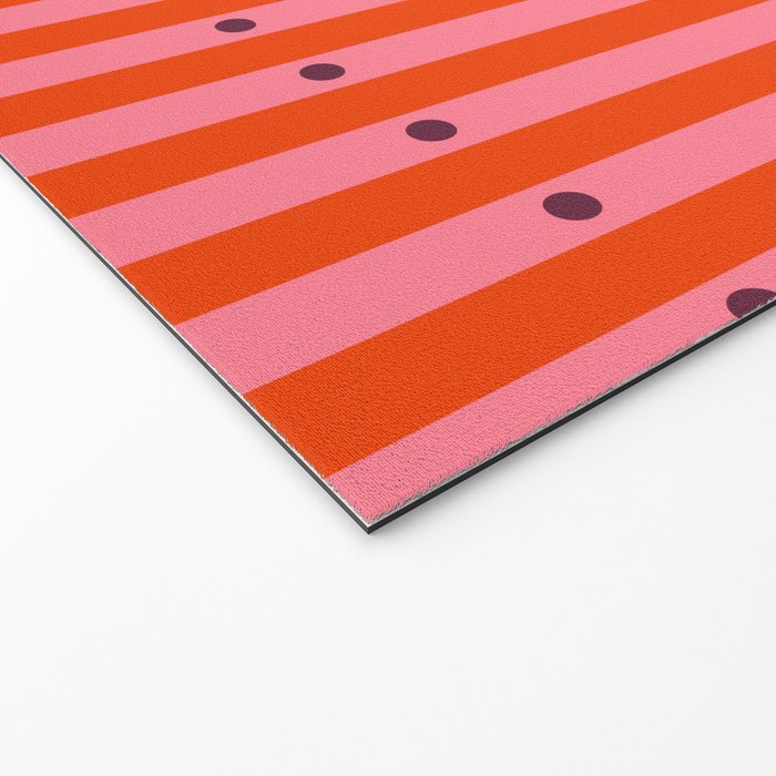 Stripes and Dots geometric pattern red and pink Welcome Mat Gallery Image 2