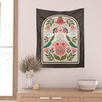 Hummingbirds - Green and Pink Wall Tapestry Gallery Image 2