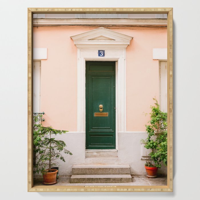 Rue Cremieux Paris number 3 | Colorful France travel photography | Front door collection Serving Tray Gallery Image 1