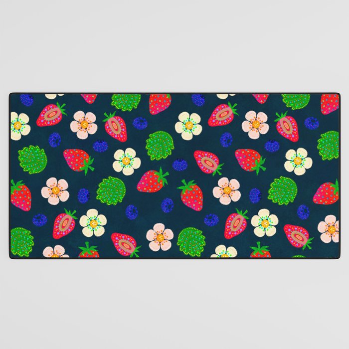 Strawberry magic - navy Desk Mat Gallery Image 3