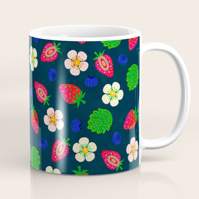 Strawberry magic - navy Coffee Mug Gallery Image 1