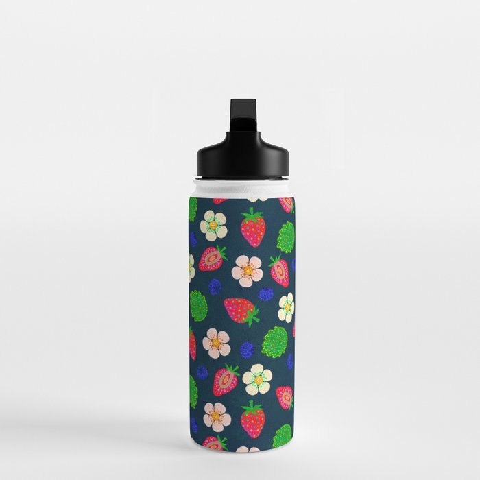 Strawberry magic - navy Water Bottle Gallery Image 3