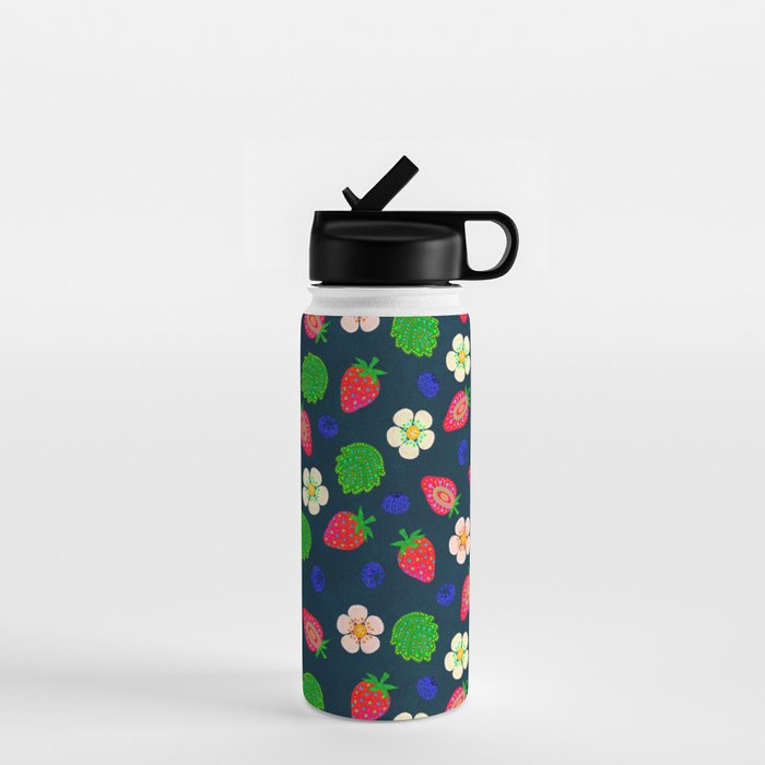 Strawberry magic - navy Water Bottle Gallery Image 1