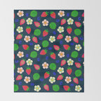 Strawberry magic - navy Throw Blanket Gallery Image 2