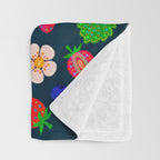 Strawberry magic - navy Throw Blanket Gallery Image 3