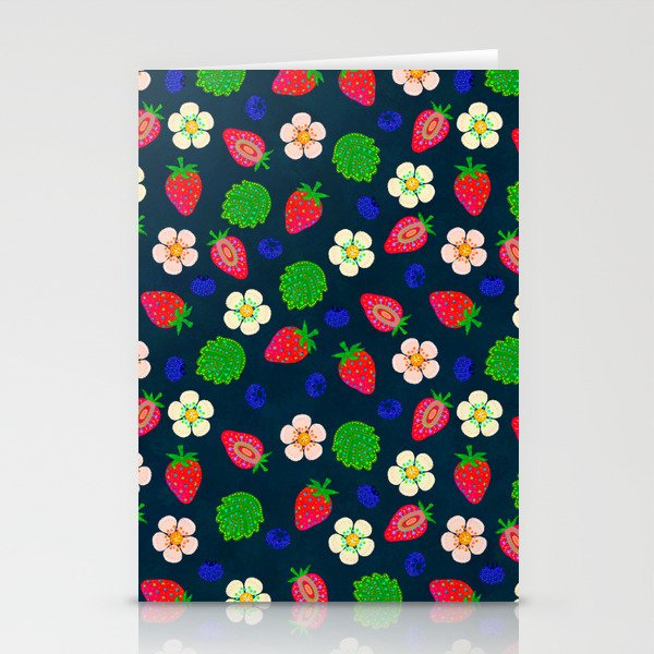 Strawberry magic - navy Stationery Card Gallery Image 2