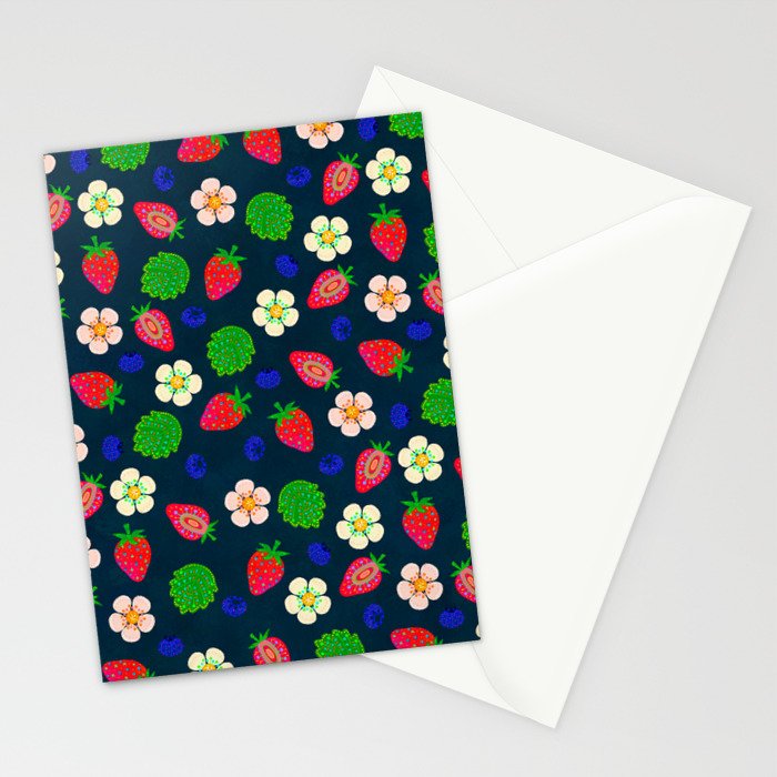 Strawberry magic - navy Stationery Card Gallery Image 2
