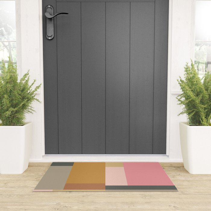 Color Block | Sage Green and Rose Pink Welcome Mat Gallery Image 3