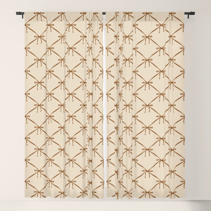 Bows & Ribbons Pattern LVI Neutral Beige Window Curtain Gallery Image 1