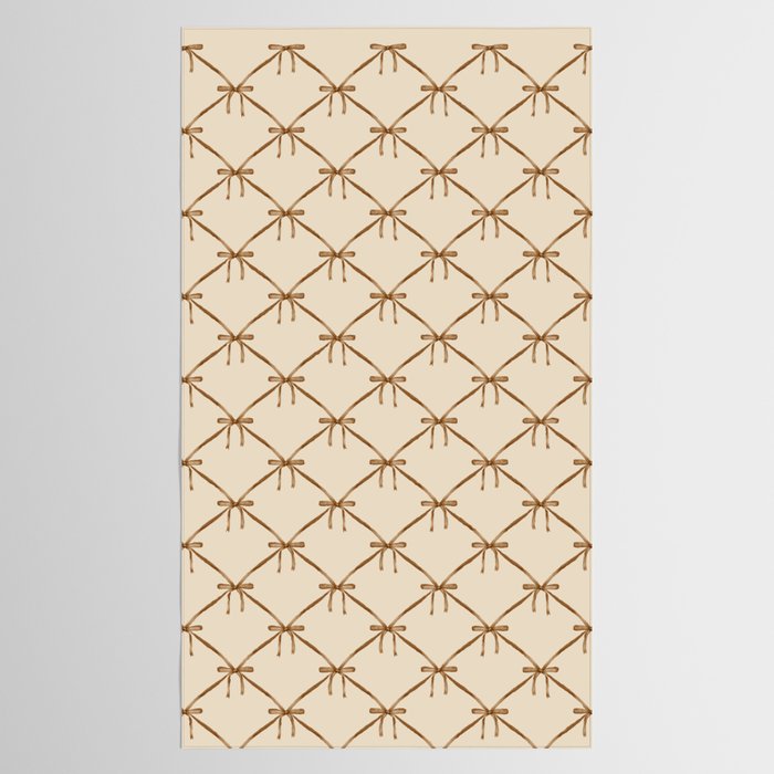 Bows & Ribbons Pattern LVI Neutral Beige Tablecloth Gallery Image 2