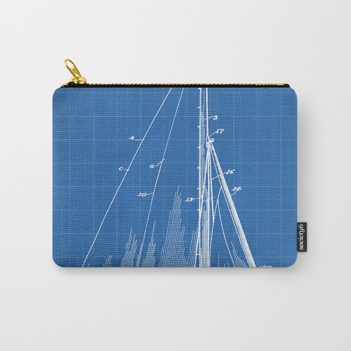 Sailboat Patent - Yacht Art - Blueprint Carry All Pouch Gallery Image 1