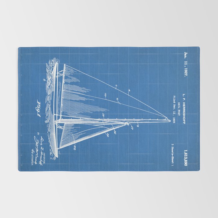 Sailboat Patent - Yacht Art - Blueprint Rug Gallery Image 2