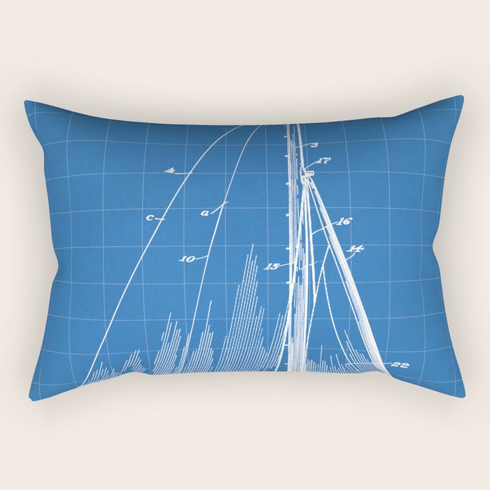 Sailboat Patent - Yacht Art - Blueprint Rectangular Pillow Gallery Image 1