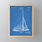 Sailboat Patent - Yacht Art - Blueprint Mini Art Print Gallery Image 1