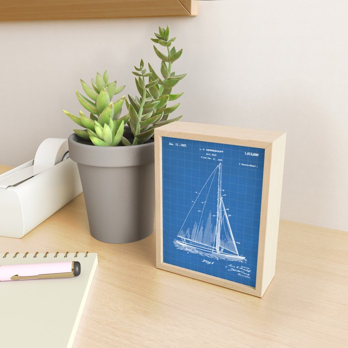 Sailboat Patent - Yacht Art - Blueprint Mini Art Print Gallery Image 2