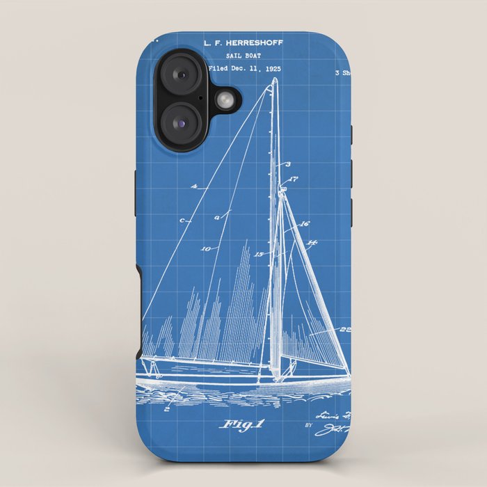 Sailboat Patent - Yacht Art - Blueprint iPhone Case Gallery Image 1
