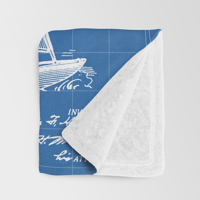 Sailboat Patent - Yacht Art - Blueprint Throw Blanket Gallery Image 3