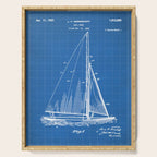 Sailboat Patent - Yacht Art - Blueprint Serving Tray Gallery Image 1