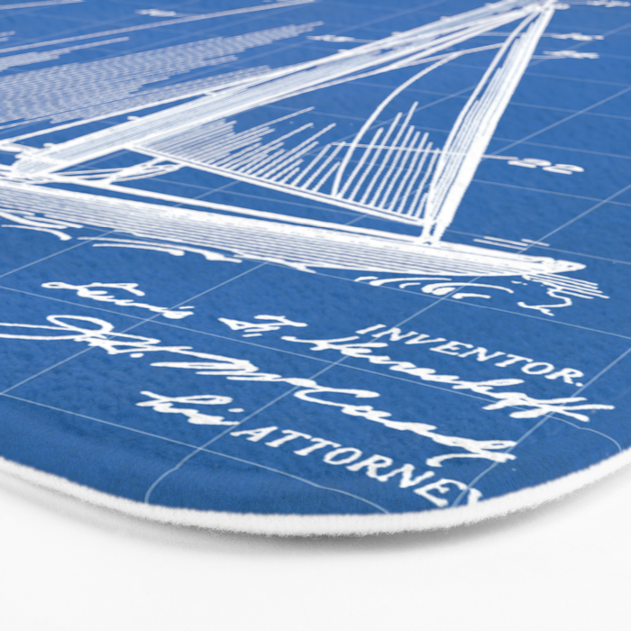 Sailboat Patent - Yacht Art - Blueprint Bath Mat Gallery Image 3