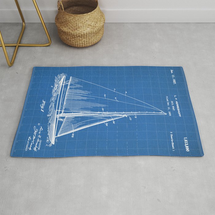 Sailboat Patent - Yacht Art - Blueprint Rug Gallery Image 1