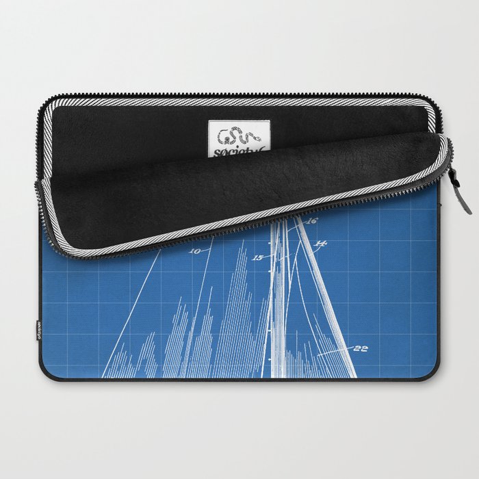 Sailboat Patent - Yacht Art - Blueprint Laptop Sleeve Gallery Image 2