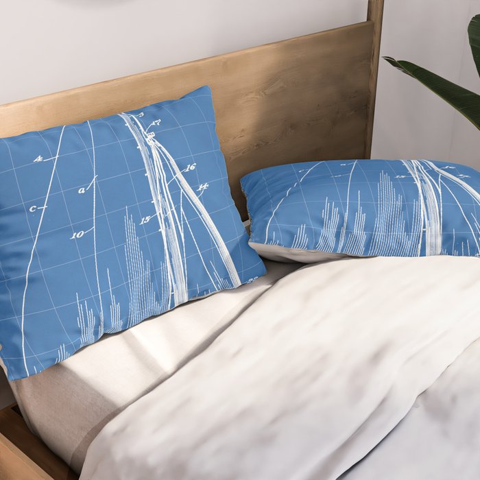 Sailboat Patent - Yacht Art - Blueprint Pillow Sham Gallery Image 2