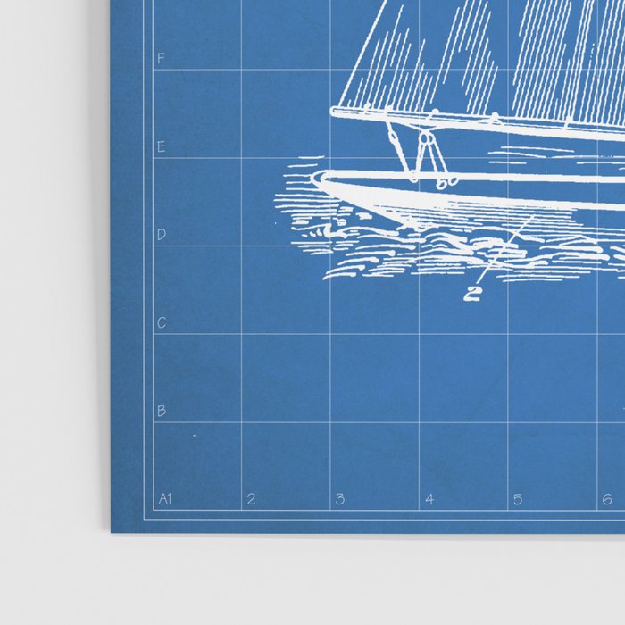 Sailboat Patent - Yacht Art - Blueprint Poster Gallery Image 3