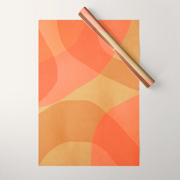 Amber Orange Abstract Flow Mid Century Layered Shapes Wrapping Paper Gallery Image 1