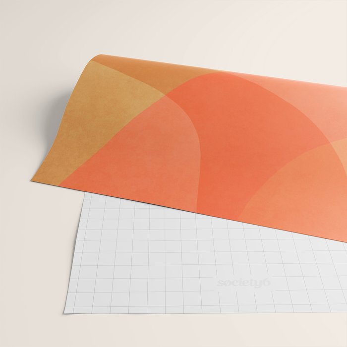 Amber Orange Abstract Flow Mid Century Layered Shapes Wrapping Paper Gallery Image 2