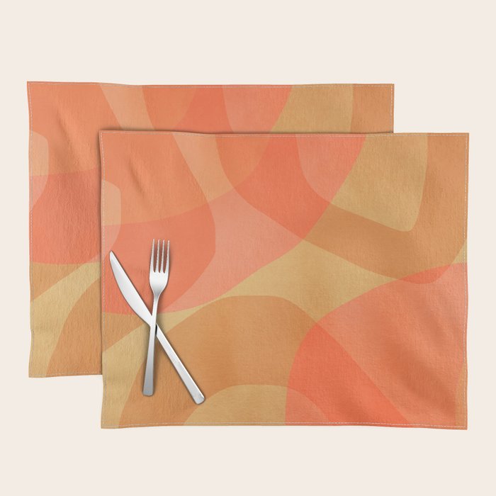 Amber Orange Abstract Flow Mid Century Layered Shapes Placemat Gallery Image 1