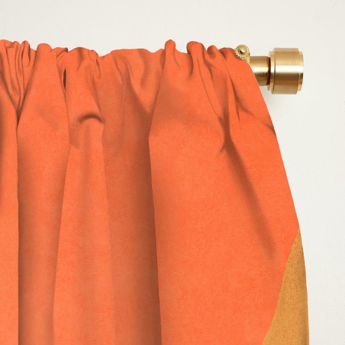 Amber Orange Abstract Flow Mid Century Layered Shapes Window Curtain Gallery Image 2