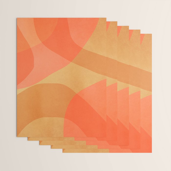 Amber Orange Abstract Flow Mid Century Layered Shapes Wrapping Paper Gallery Image 3