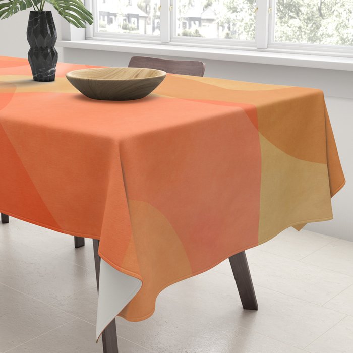 Amber Orange Abstract Flow Mid Century Layered Shapes Tablecloth Gallery Image 3