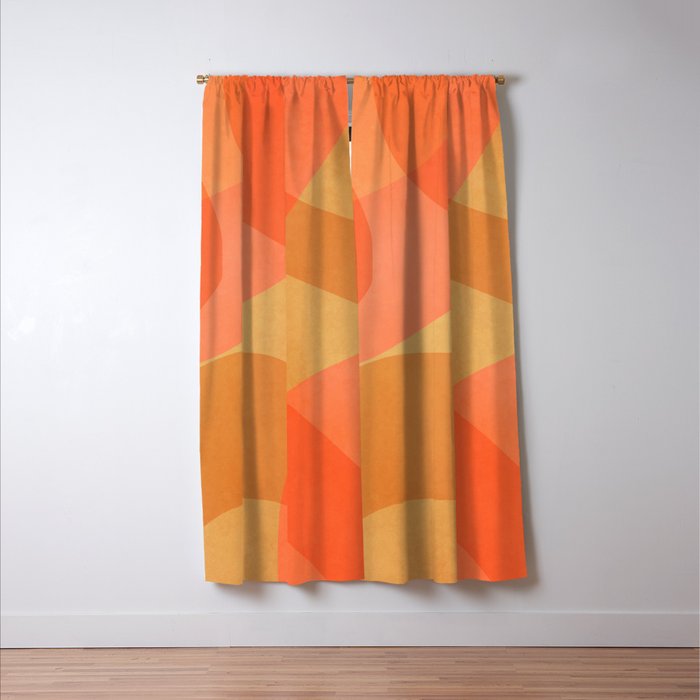 Amber Orange Abstract Flow Mid Century Layered Shapes Window Curtain Gallery Image 3